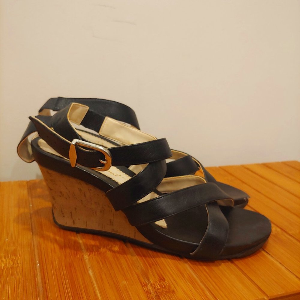 Leather Black ankle strap sandals